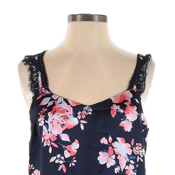 Laundry by Shelli Segal Skirt Set NWT S Navy Floral Satin Lace Cami & Midi Skirt - Picture 4 of 12